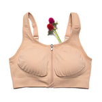 HuggerVIDA in Wheat Beige - Medium compression. Everyday, wire-free bra for comfort and support. Made especially for those want lower compression that still shapes & supports for really comfortable wear; women who prefer to sleep in a bra; those transitioning from a higher compression garment post-surgically;  women needing a comfortable go-to bra for the demands of daily life. Daily bra. Sleep bra. Comfy bra. Easy bra sizes. Go to bra.